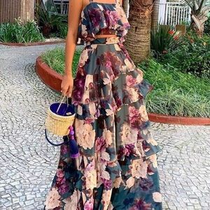 Elegant Floral Layered Maxi Dress